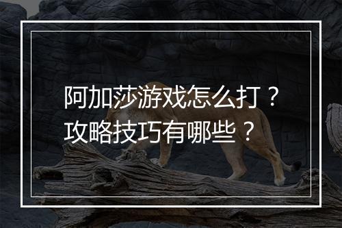 阿加莎游戏怎么打？攻略技巧有哪些？