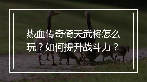 热血传奇倚天武将怎么玩？如何提升战斗力？