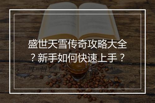 盛世天雪传奇攻略大全？新手如何快速上手？