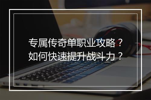 专属传奇单职业攻略？如何快速提升战斗力？