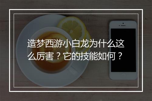 造梦西游小白龙为什么这么厉害？它的技能如何？