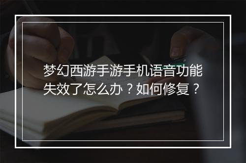 梦幻西游手游手机语音功能失效了怎么办？如何修复？