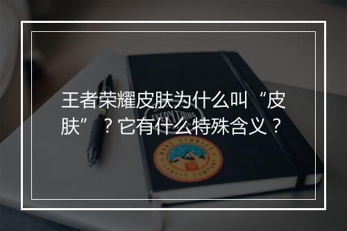 王者荣耀皮肤为什么叫“皮肤”？它有什么特殊含义？