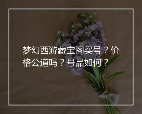 梦幻西游藏宝阁买号？价格公道吗？号品如何？