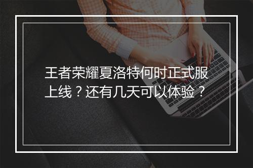 王者荣耀夏洛特何时正式服上线？还有几天可以体验？