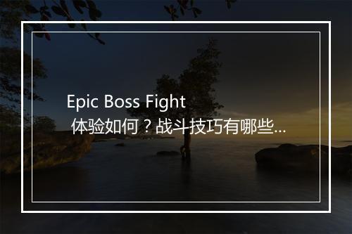 Epic Boss Fight 体验如何？战斗技巧有哪些？