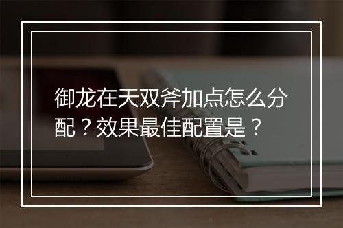 御龙在天双斧加点怎么分配？效果最佳配置是？