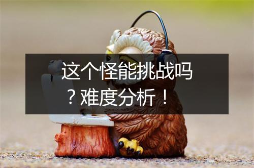 这个怪能挑战吗？难度分析！