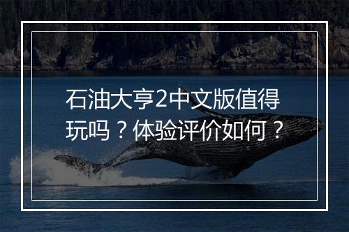 石油大亨2中文版值得玩吗？体验评价如何？