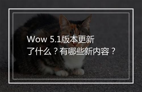 Wow 5.1版本更新了什么？有哪些新内容？