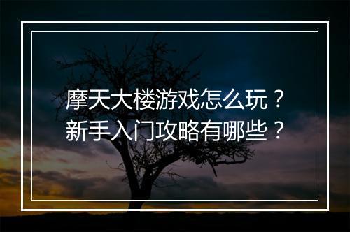 摩天大楼游戏怎么玩？新手入门攻略有哪些？