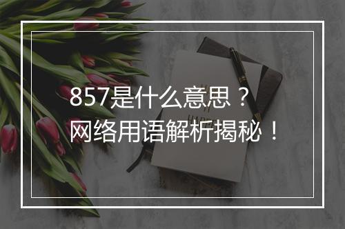 857是什么意思？网络用语解析揭秘！