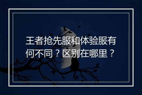 王者抢先服和体验服有何不同？区别在哪里？