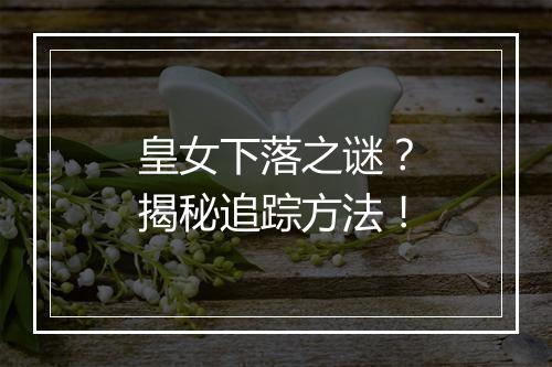 皇女下落之谜？揭秘追踪方法！