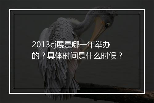 2013cj展是哪一年举办的？具体时间是什么时候？