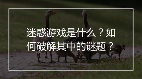 迷惑游戏是什么？如何破解其中的谜题？