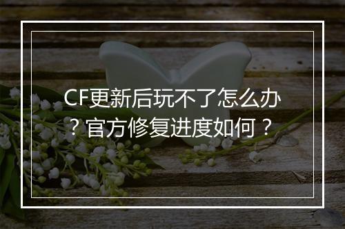 CF更新后玩不了怎么办？官方修复进度如何？