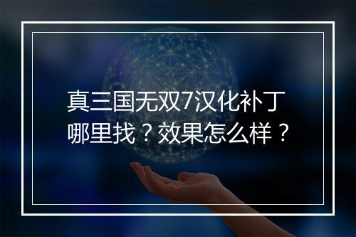 真三国无双7汉化补丁哪里找？效果怎么样？