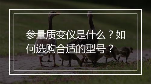 参量质变仪是什么？如何选购合适的型号？