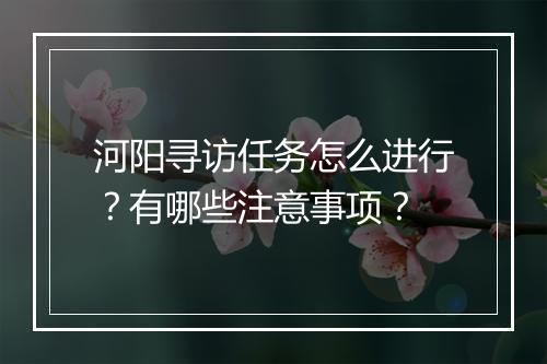河阳寻访任务怎么进行？有哪些注意事项？