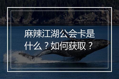 麻辣江湖公会卡是什么？如何获取？