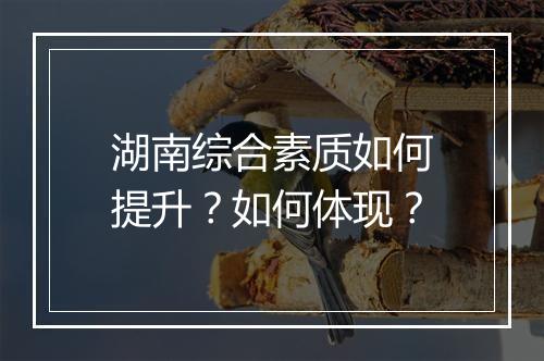 湖南综合素质如何提升？如何体现？