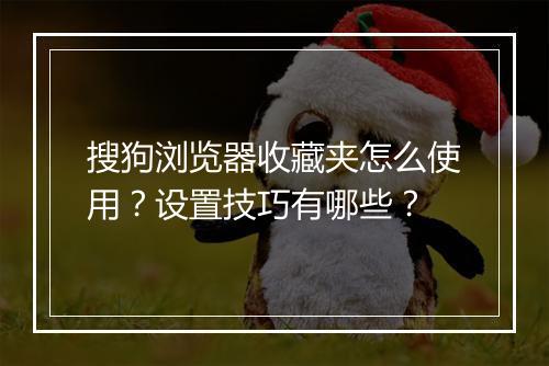 搜狗浏览器收藏夹怎么使用？设置技巧有哪些？