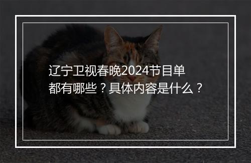 辽宁卫视春晚2024节目单都有哪些？具体内容是什么？