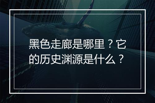 黑色走廊是哪里？它的历史渊源是什么？