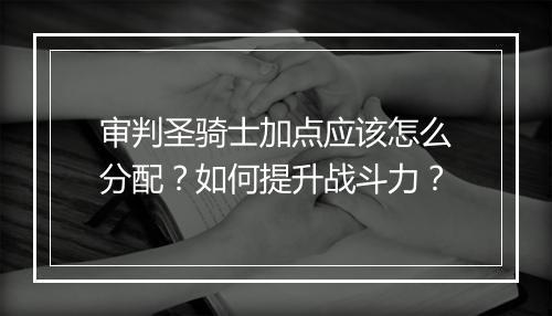 审判圣骑士加点应该怎么分配？如何提升战斗力？
