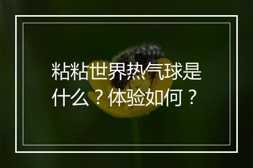 粘粘世界热气球是什么？体验如何？
