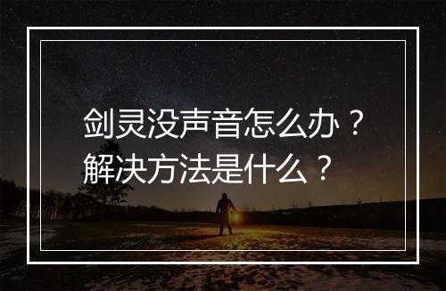 剑灵没声音怎么办？解决方法是什么？