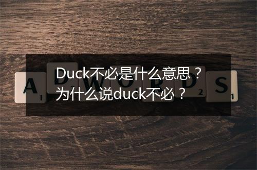 Duck不必是什么意思？为什么说duck不必？