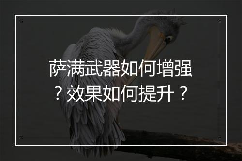 萨满武器如何增强？效果如何提升？
