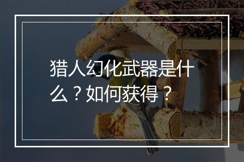 猎人幻化武器是什么？如何获得？