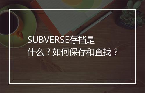 SUBVERSE存档是什么？如何保存和查找？