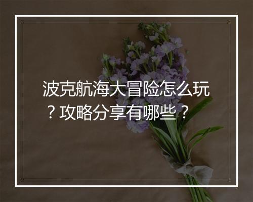 波克航海大冒险怎么玩？攻略分享有哪些？
