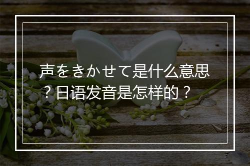 声をきかせて是什么意思？日语发音是怎样的？