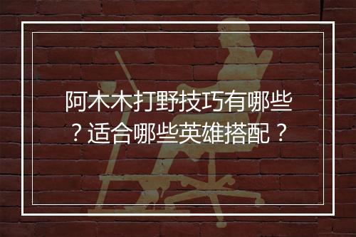 阿木木打野技巧有哪些？适合哪些英雄搭配？