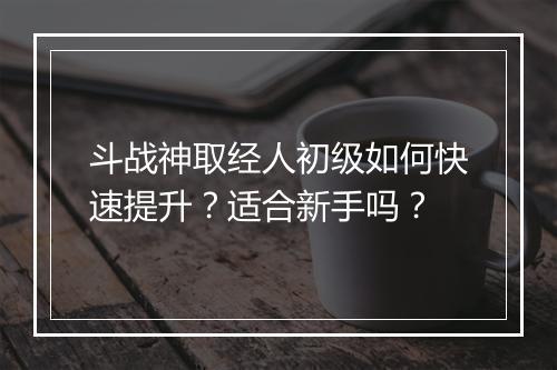 斗战神取经人初级如何快速提升？适合新手吗？