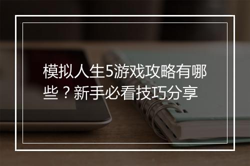 模拟人生5游戏攻略有哪些？新手必看技巧分享