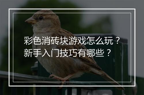 彩色消砖块游戏怎么玩？新手入门技巧有哪些？