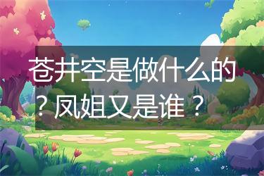 苍井空是做什么的？凤姐又是谁？