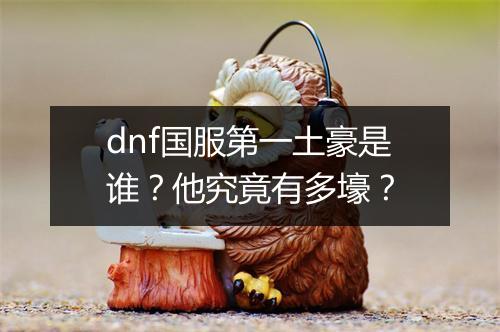 dnf国服第一土豪是谁？他究竟有多壕？
