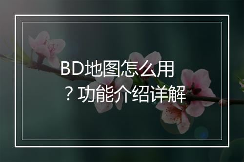 BD地图怎么用？功能介绍详解