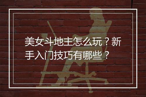 美女斗地主怎么玩？新手入门技巧有哪些？