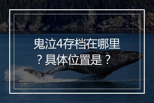 鬼泣4存档在哪里？具体位置是？