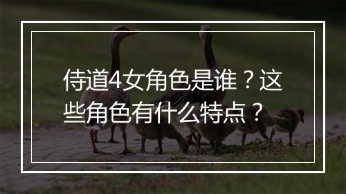 侍道4女角色是谁？这些角色有什么特点？