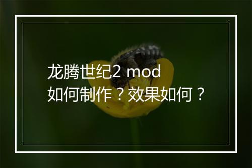 龙腾世纪2 mod 如何制作？效果如何？