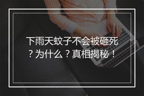 下雨天蚊子不会被砸死？为什么？真相揭秘！